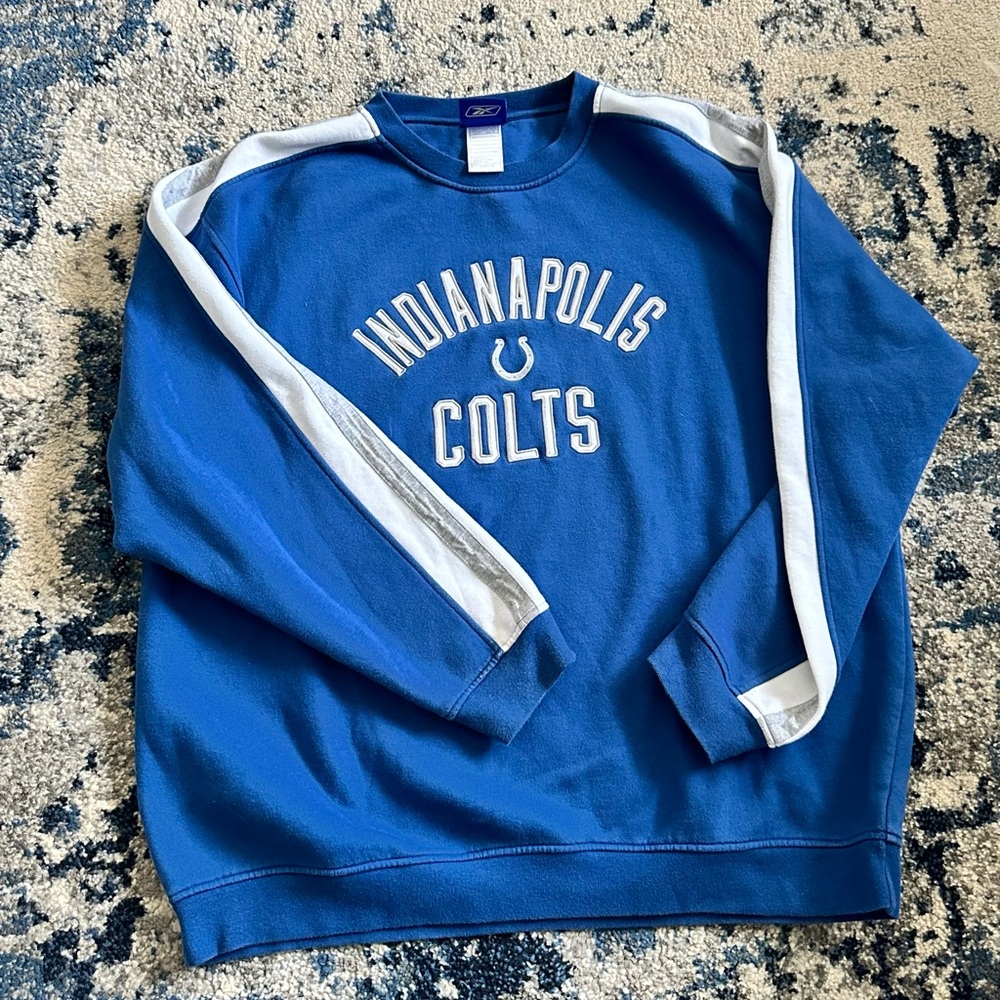 Reebok Blue and White Indianapolis Colts Crewneck Sweater